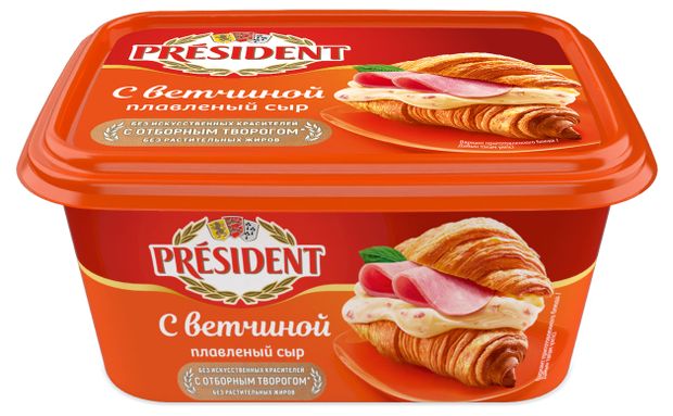 Сыр плавленый President с ветчиной 45 БЗМЖ 400 г 270₽