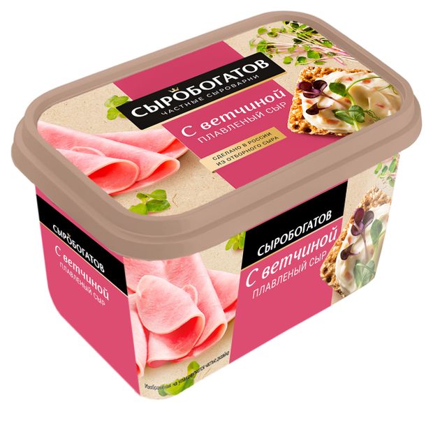 Сыр плавленый Сыробогатов с ветчиной 50 БЗМЖ 400 г 240₽