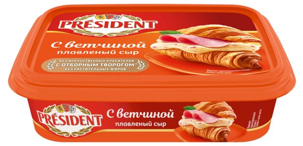 Сыр плавленый President с ветчиной 45 БЗМЖ 200 г 160₽