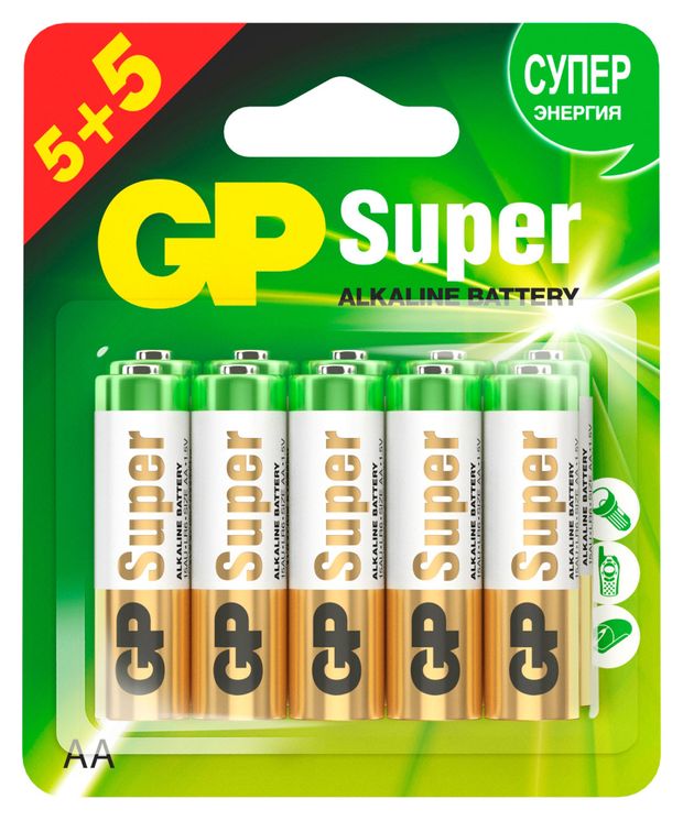 Батарейка GP алкалиновая типоразмер АА 10 шт 714₽