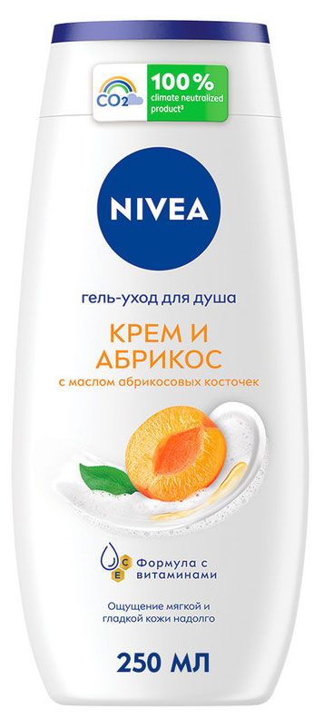 фото Гель для душа nivea крем абрикос увлажняющий с абрикосовым маслом и фруктовым ароматом, 250 мл