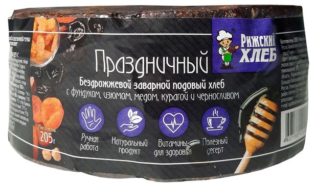 Хлеб и выпечка  Ашан Хлеб ржано-пшеничный Рижский хлеб Праздничный, 205 г