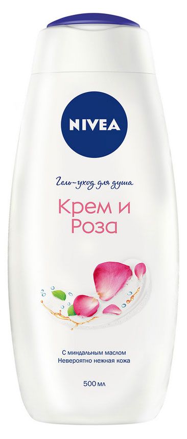 фото Гель-уход для душа nivea крем и роза ухаживающий с маслом миндаля, 500 мл