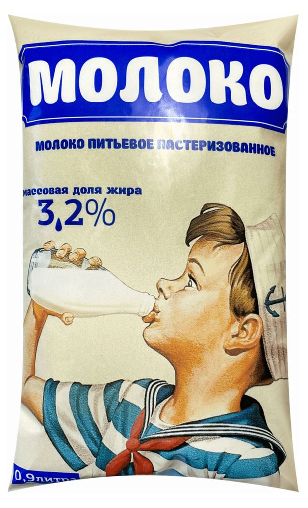Молоко пастеризованное СТМК Надежда в пакете 3,2% БЗМЖ охлажденное, 900 г