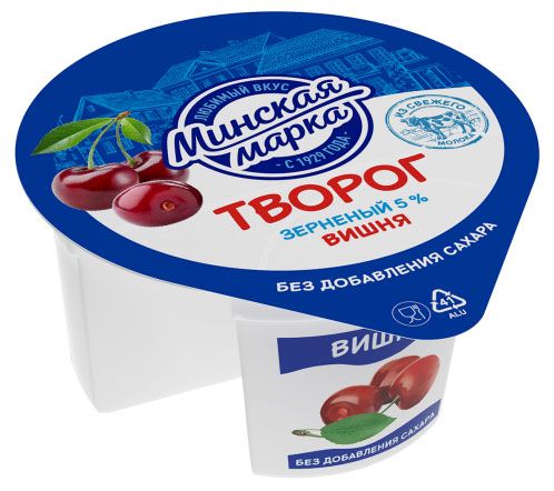 Творог зерненый Минская марка Крошечка с вишней 5 140 г 70₽