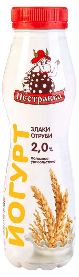 Йогурт питьевой Пестравка со злаками и отрубями 2% БЗМЖ, 270 г