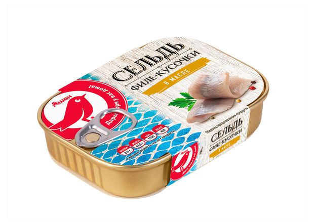 Филе сельди АШАН Красная птица в масле 115 г 120₽