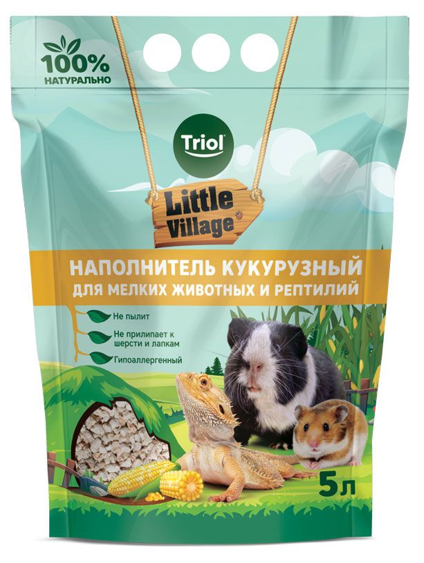 фото Наполнитель для мелких животных и рептилий triol litlle village кукурузный, 5 л