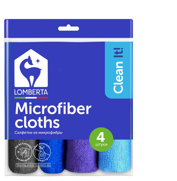 Салфетки Lomberta из микрофибры универсальные 4 шт 240₽