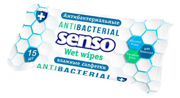 Салфетки влажные Senso антибактериальные 15 шт 40₽