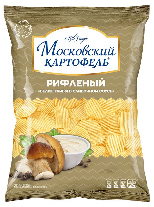 Чипсы Московский Картофель белые грибы, 130 г