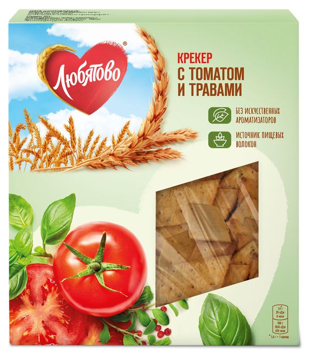 Крекер Любятово с томатом и травами 150 г 190₽