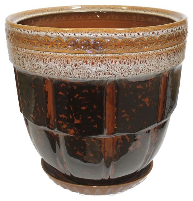 Кашпо для цветов Котовский Фаянс Атлант средний коричневый, 47 л