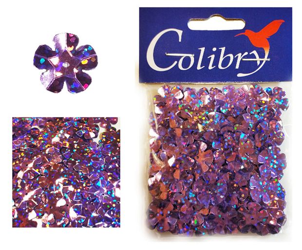 Пайетки Colibry фигурные цветы 14х14 мм, 10 г