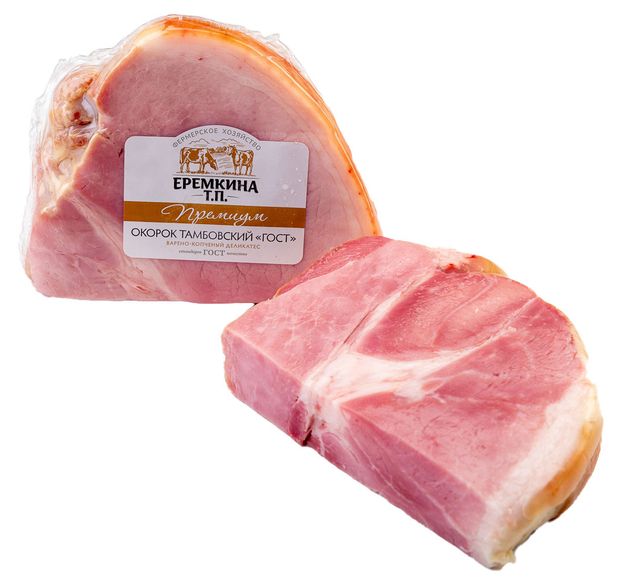 Окорок копчено-вареный Наша ферма Тамбовский (0,8-1,2 кг), 1 упаковка ~ 1 кг