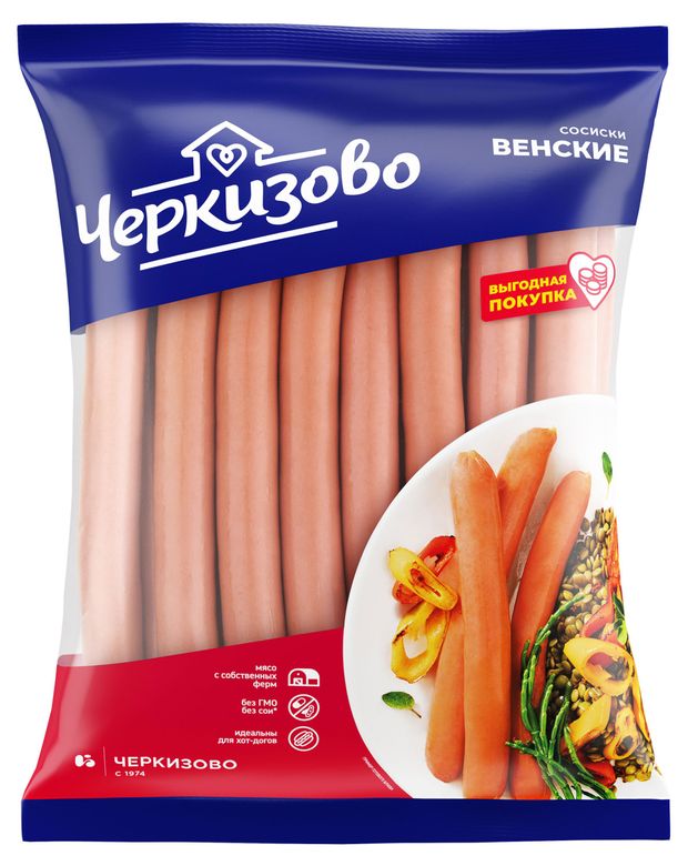 Колбасные изделия  Ашан Сосиски Черкизово Венские, ~ 1,2 кг