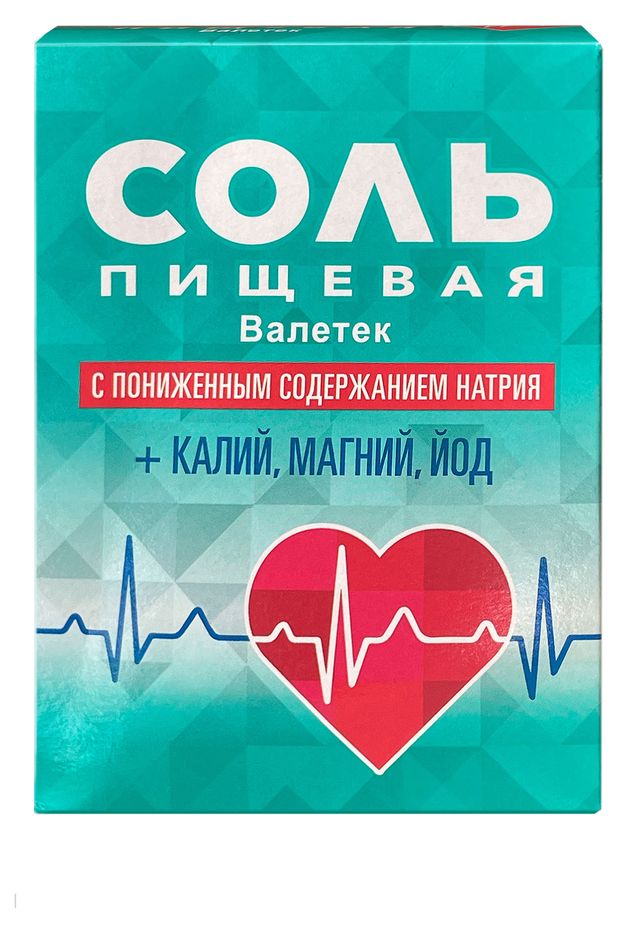 Соль пищевая Валетек с пониженным содержанием натрия + калий магний йод, 350 г