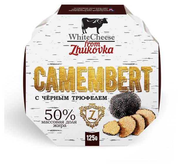 Сыр полутвердый Камамбер с белой плесенью и черным трюфелем WhiteCheese from Zhukovka 50% БЗМЖ, 125 г