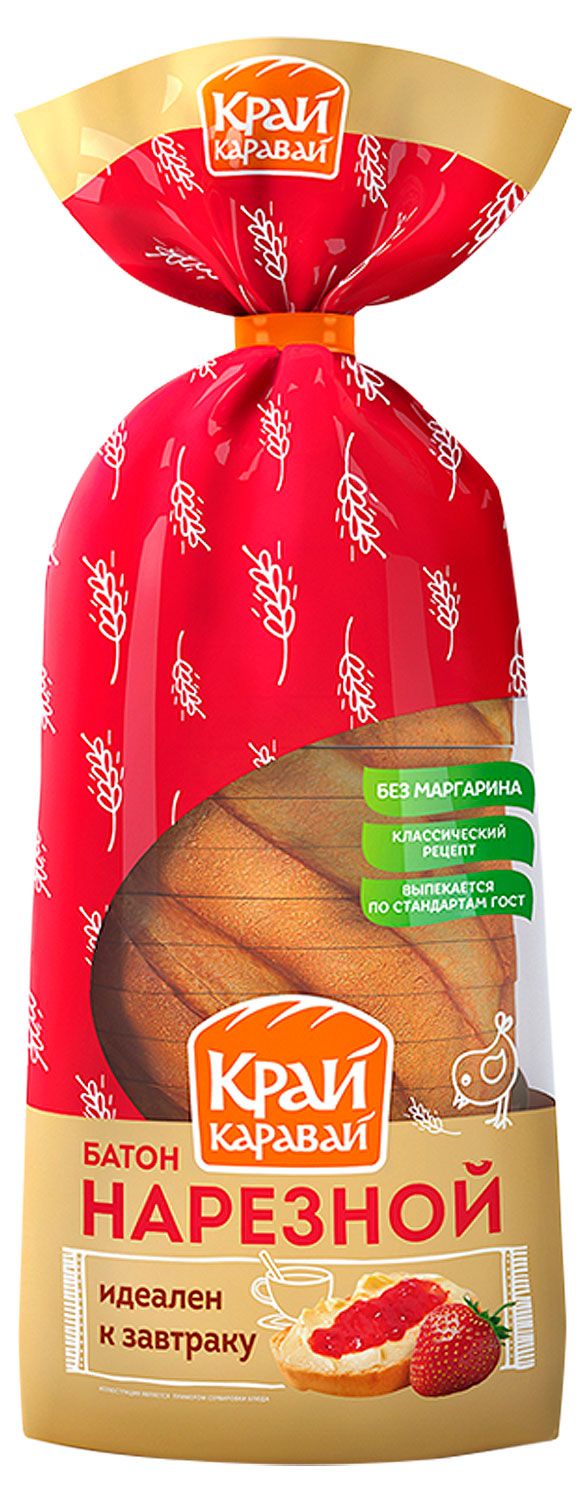Батон Край Каравай Нарезной, 350 г