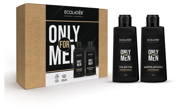 Подарочный набор Ecolatier Only For Men, гель для душа 150 мл + шампунь 150 мл