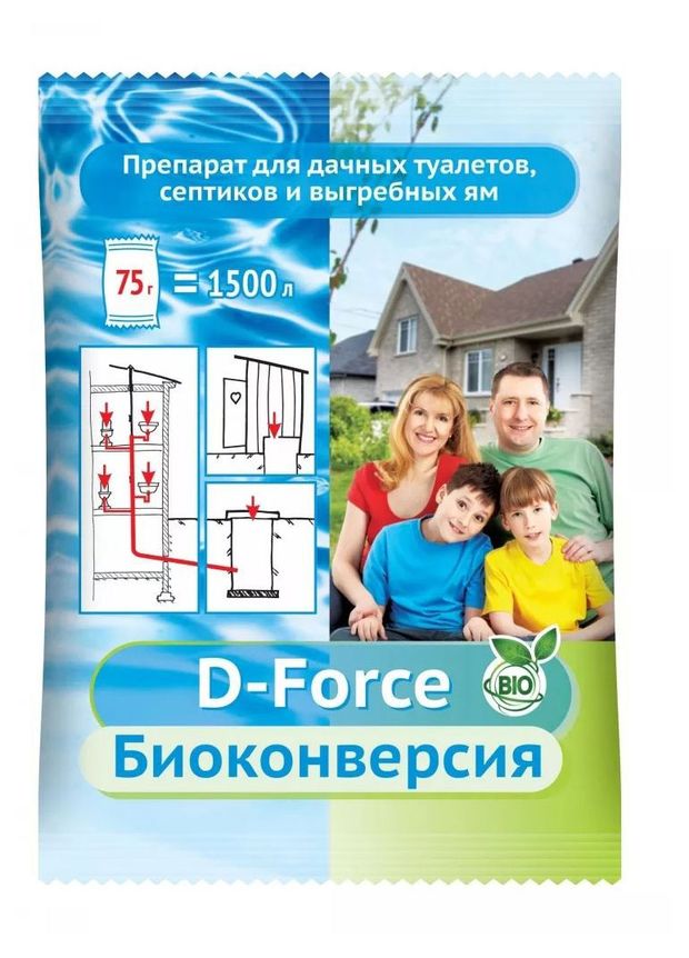 Средство для септиков и дачных туалетов D-Force Биоконверсия, 75 г