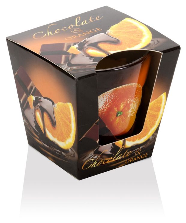 Свеча ароматизированная Bartek в стакане candles Фрукты в шоколаде, 9х8,5 см