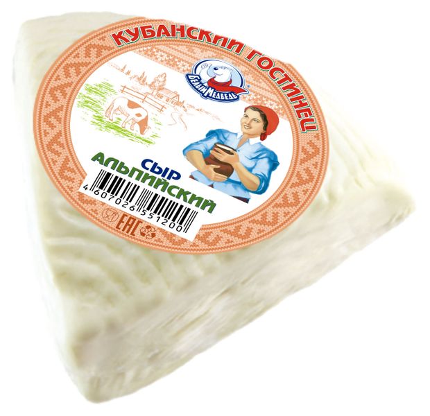 Сыр мягкий Альпийский Кубанский Гостинец БЗМЖ, ~ 0,5 кг