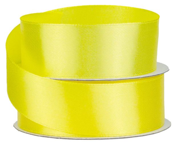 Лента флористическая Азалия Декор атлас лимонная для цветов и подарков 25 мм х 22 м, 1 шт