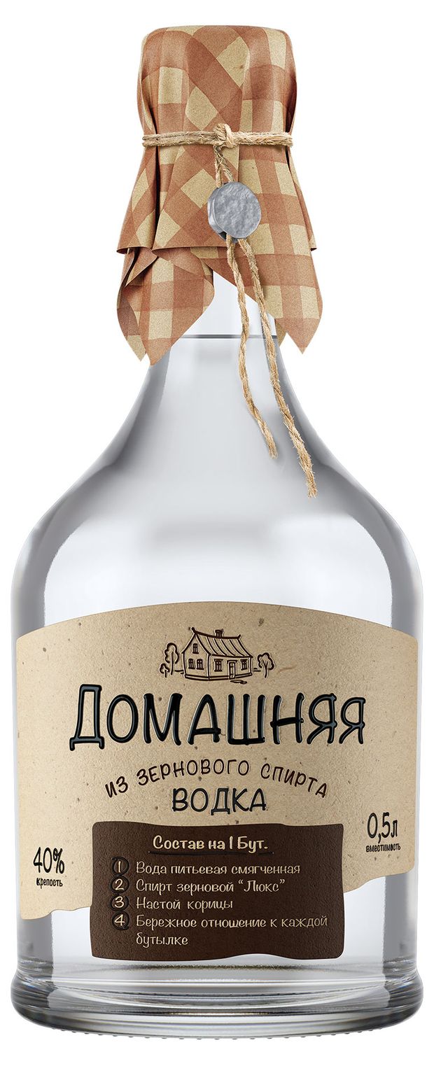 Алкоголь (самовывоз)  Ашан Водка Домашняя Россия, 0,5 л