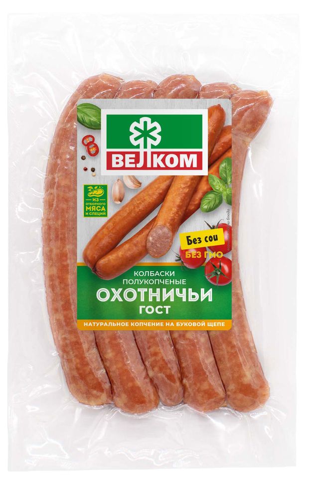 Колбаски полукопченые ВЕЛКОМ Охотничьи 240 г 340₽