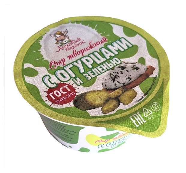 Сыр творожный Ласковый теленок с огурцами и зеленью БЗМЖ, 140 г