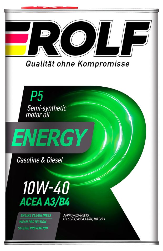 Автотовары  Ашан Масло моторное ROLF Energy 10W40 полусинтетическое, 4 л