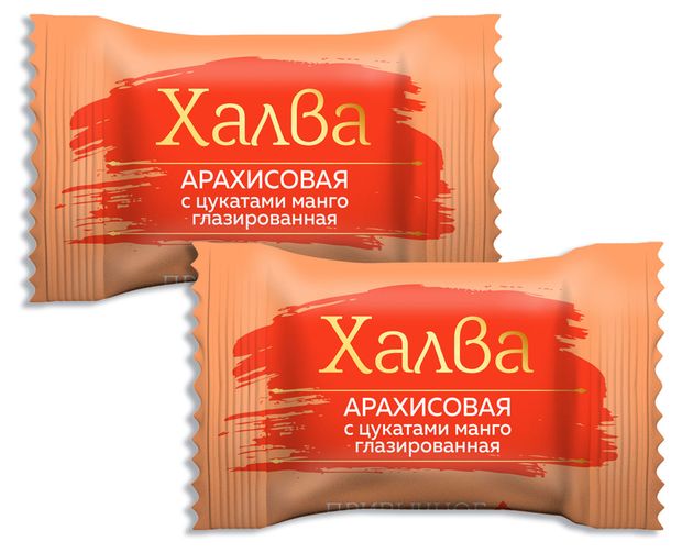 Халва арахисовая Мишкино глазированная с цукатами манго, вес