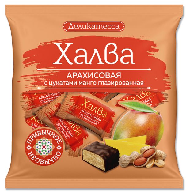 Халва арахисовая Мишкино глазированная с цукатами манго, 240 г