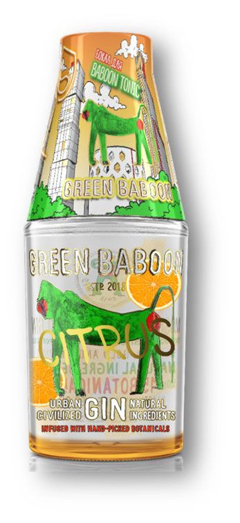 фото Джин green baboon citrus со стаканом россия, 0,7 л