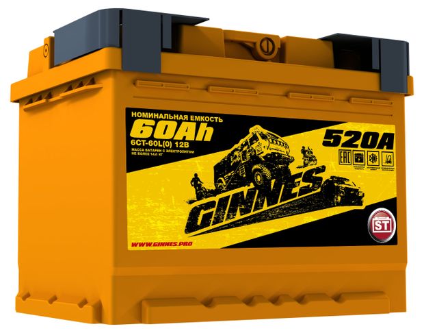 Аккумулятор автомобильный Ginnes 6СТ-600 Tungstone 60ач 8000₽