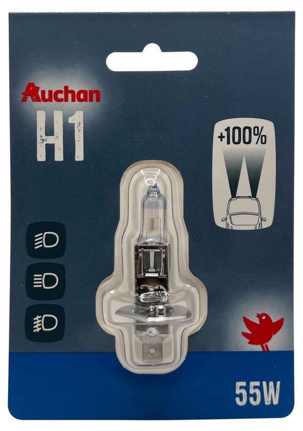 Лампа автомобильная АШАН Красная птица галогеновая Н1 55Вт 12В, 1 шт