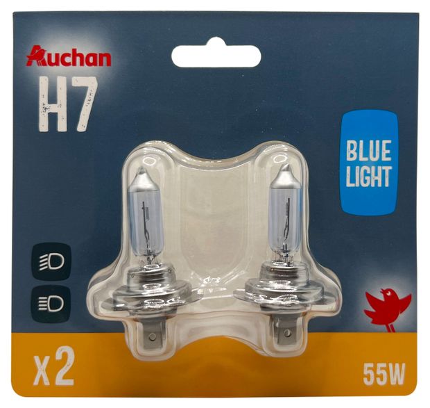 Лампа автомобильная АШАН Красная птица Blue light галогеновая Н7 55Вт 12В 2 шт 300₽