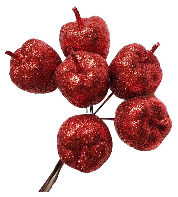 Набор яблок Азалия Декор с блестками на вставках D3xL12см красный 6 шт 170₽