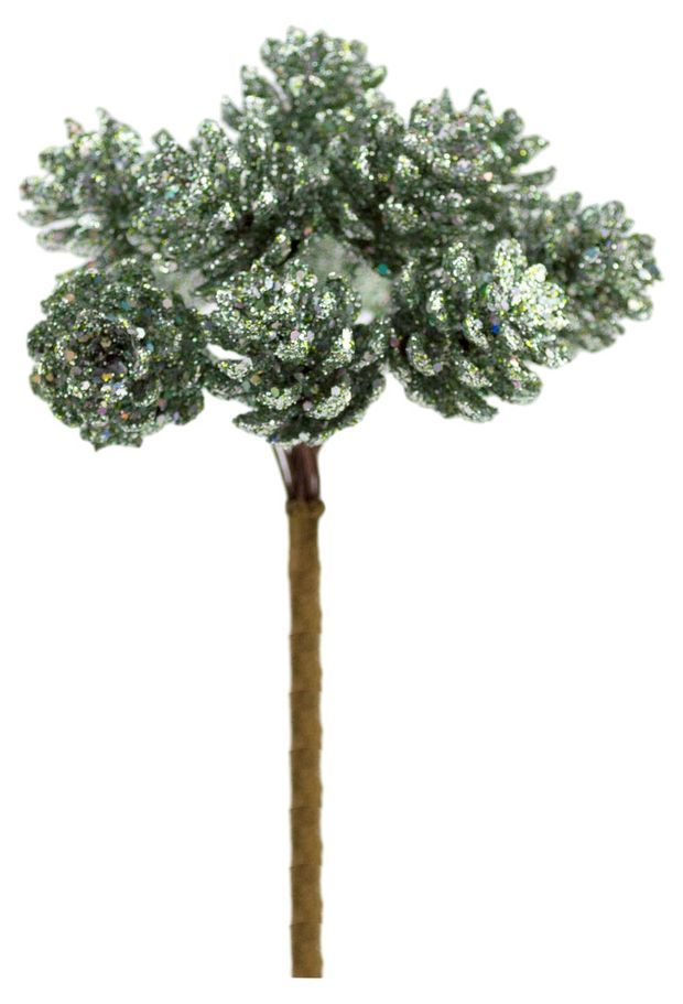 Набор шишек Азалия Декор с блестками на вставках D2x2xL10см зеленый 12 шт 180₽