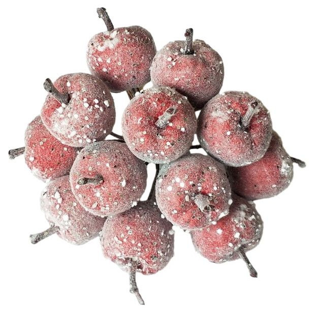 Набор яблок Азалия Декор заснеженных на вставках D23xL8см красный 12 шт 150₽