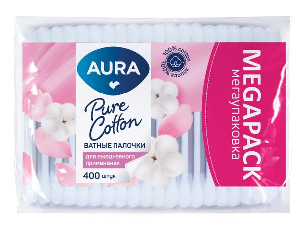 Ватные палочки Aura, 400 шт