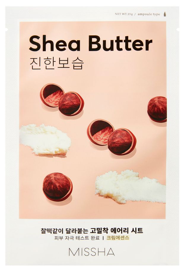 Маска для лица MISSHA Airy Fit увлажняющая тканевая с маслом ши для сухой кожи, 19 г