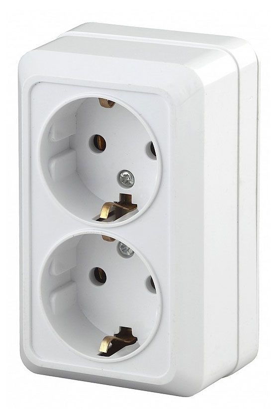 Розетка Intro Quadro 2-204-01 с заземлением двойная белая 235₽