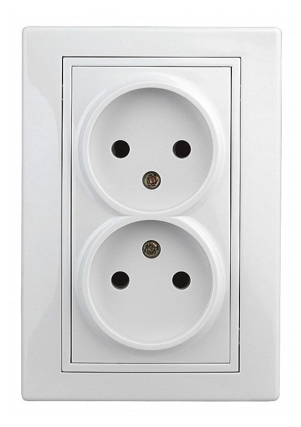 Розетка Intro Plano 1-204-01 без заземления двойная белый 210₽