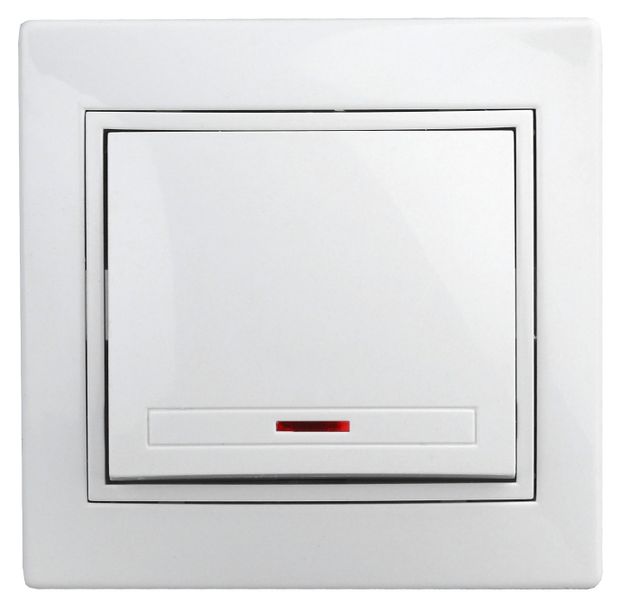 Выключатель Intro Plano 1-102-01 одноклавишный с подсветкой белый 205₽
