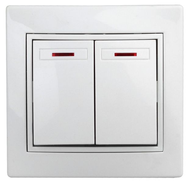 Выключатель Intro Plano 1-105-01 двухклавишный с подсветкой белый 200₽