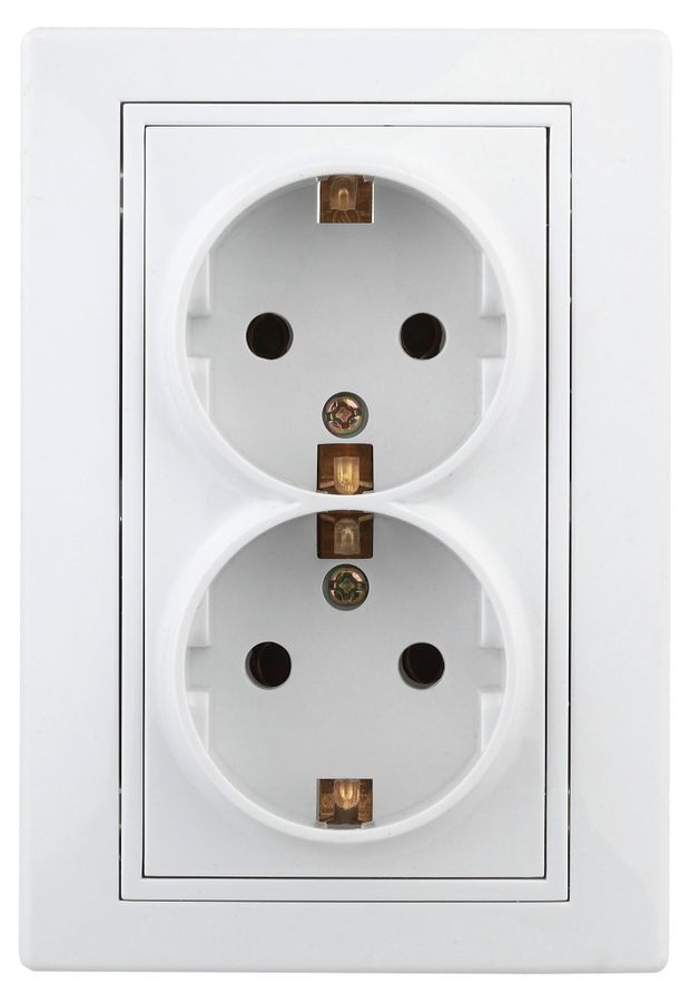 Розетка Intro Plano 1-205-01 с заземлением двойная белый 260₽