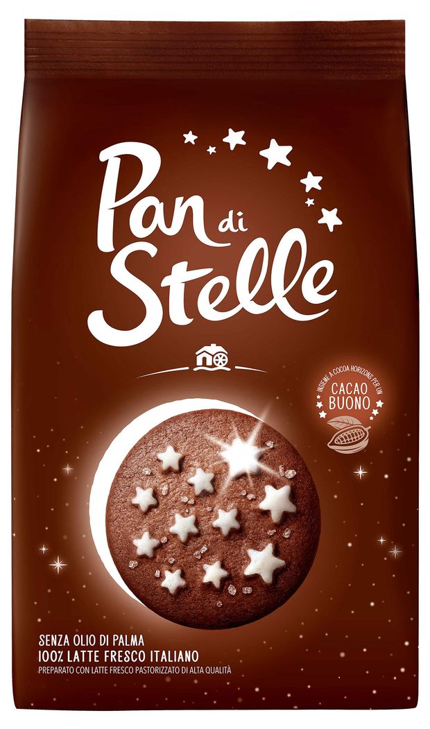 Печенье Mulino Bianco Пан ди Стелле шоколадное с сахарными звездочками Италия, 350 г