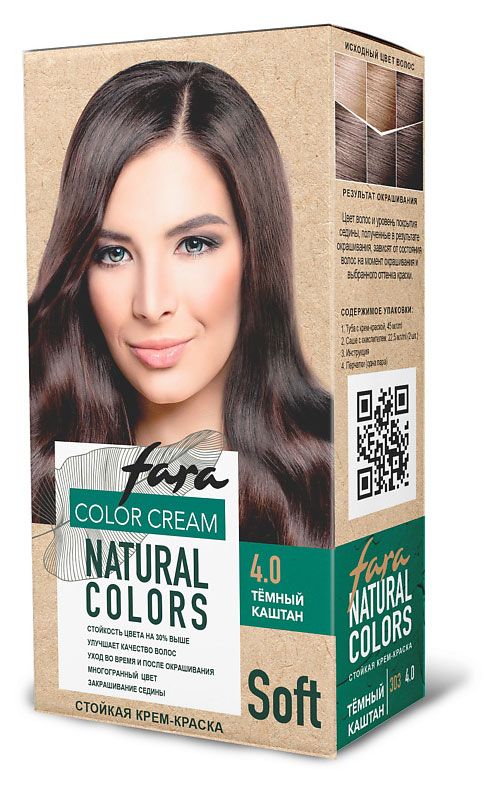 фото Крем-краска для волос fara natural colors soft тон 303 темный каштан 4.0